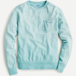 NWT Men's J Crew Lightweight Sunfaded French Terry Sweatshirt XS Lagoon Green